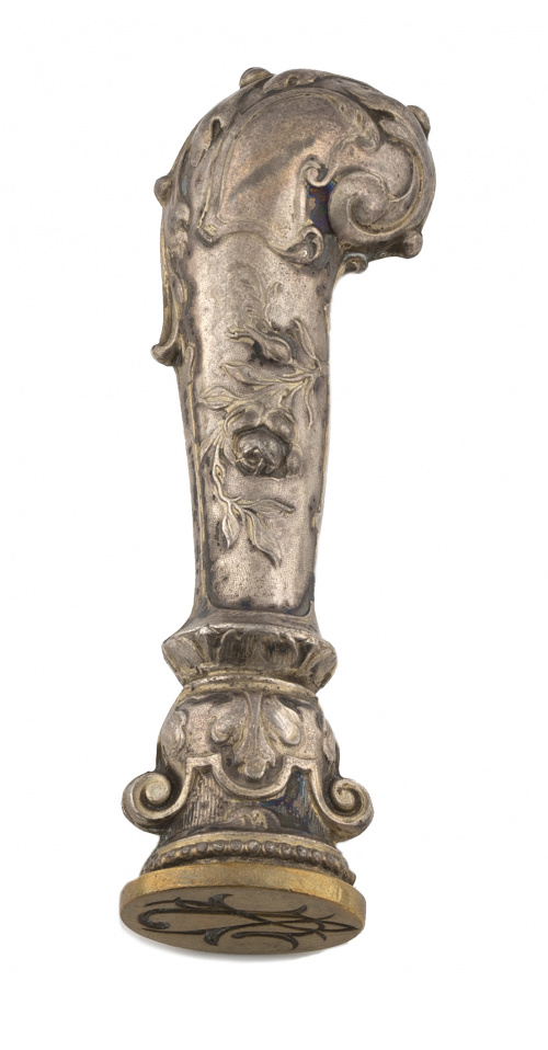 Sello para lacre de pp s XIX con mango adornado por motivos