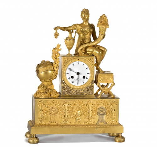 Reloj de sobremesa Louis Philipe en bronce dorado, firmado 