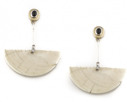 Pendientes largos de estilo Art- Decó con semicírculos de m