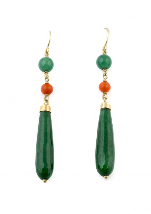 Pendientes largos con perilla colgante de jade teñido que p