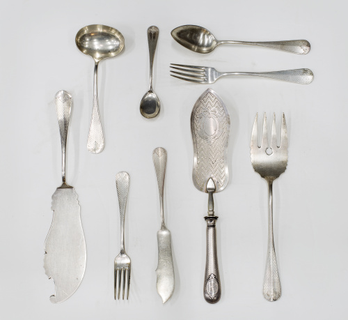 Cubertería de plata en su color, ley 916, marcada.Luis Esp