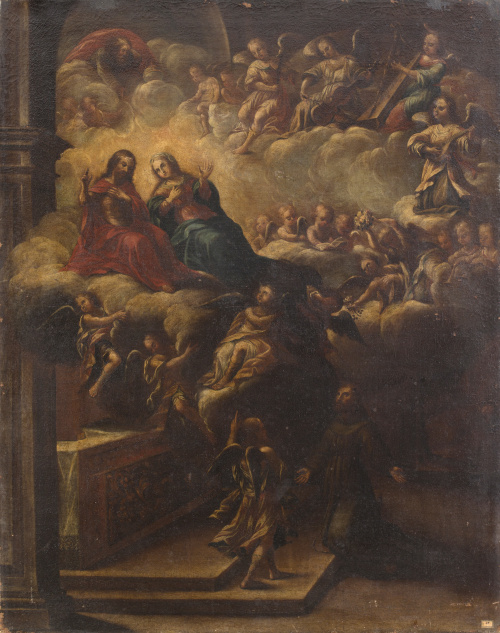 ESCUELA ESPAÑOLA, SIGLO XVIIISan Francisco en la Porciúncu