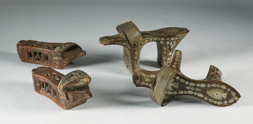 Sandalias de hamman (Baño turco) de madera tallada y nacar.