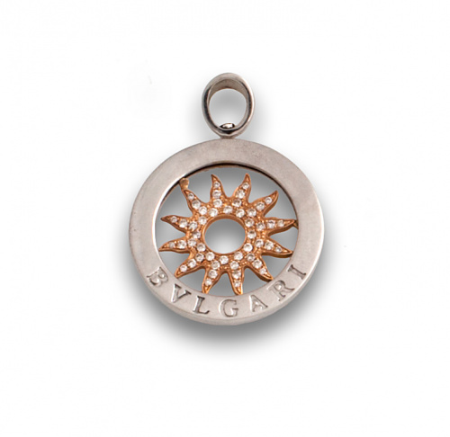Colgante  BVLGARI  tondo en oro blanco y oro rosa de 18K co