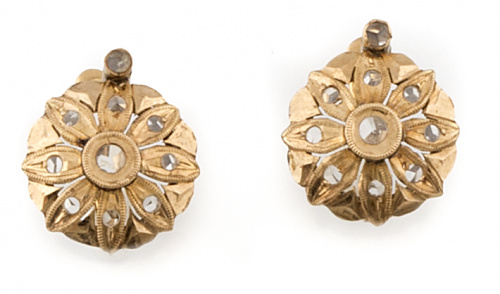 Pendientes flor de pps s XX con pétalosy chatón superior de
