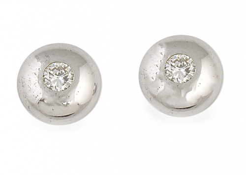 Pendientes dormilonas de brillantes en botón redondo de oro