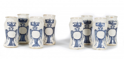 Cuatro botes de farmacia de cerámica de Villafeliche esmalt