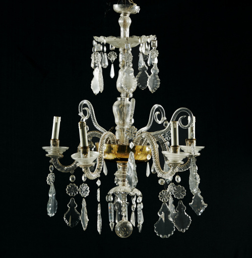 Lámpara estilo Carlos III de cristal, soplado, facetado y t