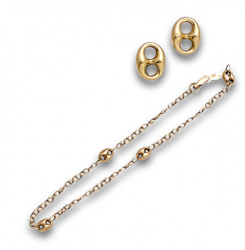 Lote de pendientes de calabrote y pulsera de cadena con esl