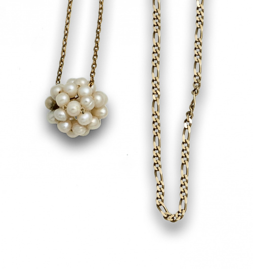 Lote de colgante esférico de perlas de agua dulce con caden