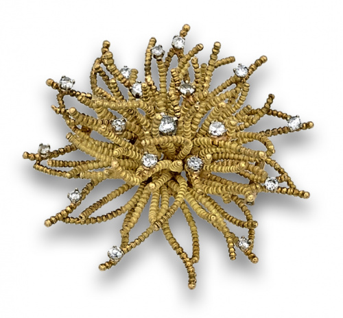 Broche anémona con brillantes en múltiples brazos de oro ma