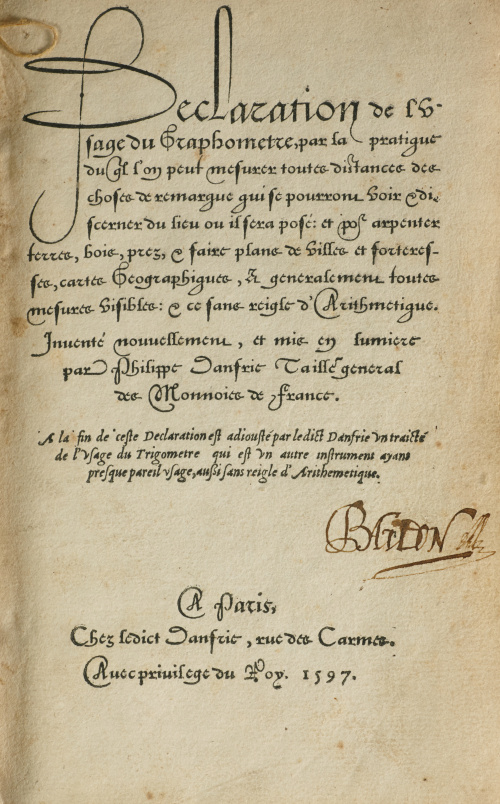PHILIPPE DANFRIE (1531 - 1606)“ Declaration de l&#39;usage du