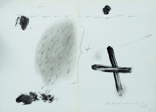 ANTONI TÀPIES (Barcelona, 1923 - 2012)Dibujo-dedicatoria, 