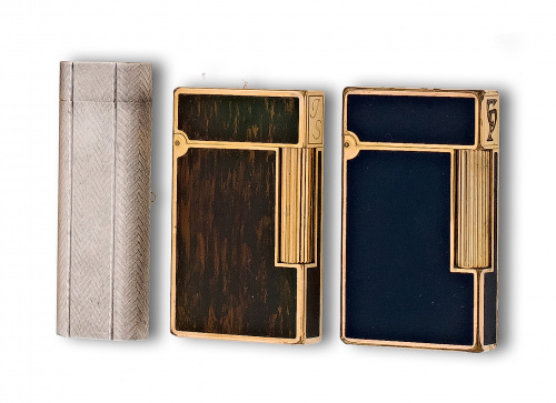 Encendedor Dupont  laca jaspeada negro y tabaco en  plaqué 