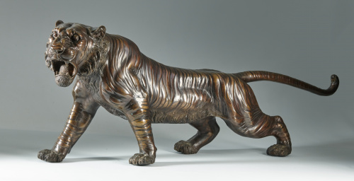 Tigre en bronce, Japón, periodo, Meiji (1868-1912)