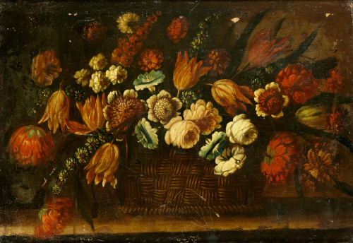 A LA MANERA DEL SIGLO XVIIBodegón con cesta de flores