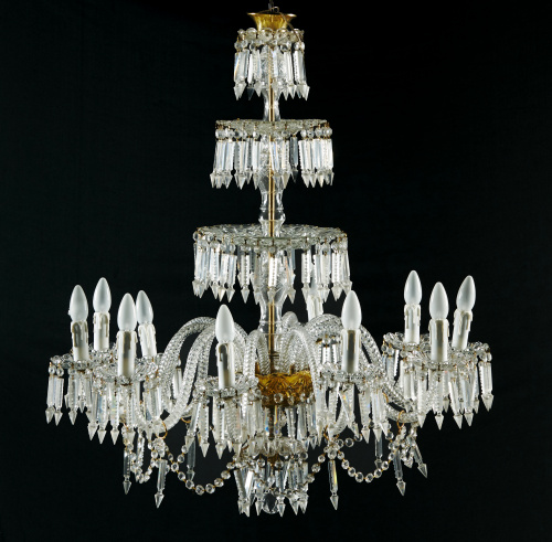 Lámpara de cristal tallado.pp. del S. XX.