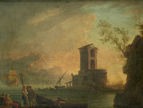 SEGUIDOR DE VERNET, SIGLO XVIIIVista costera con figuras.