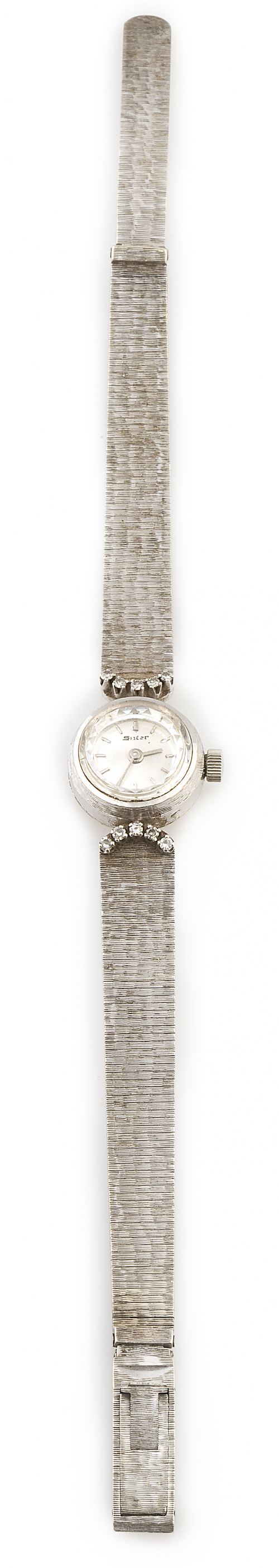 Reloj SUTER años 60 en oro blanco de 18K con arcos de brill