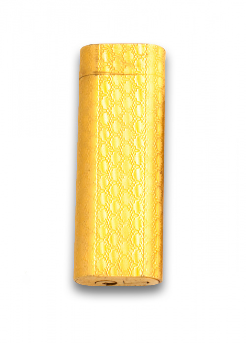 Encendedor CARTIER  plaqué or con decoración de grabado gui