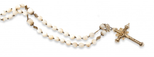Rosario de grandes cuentas de nácar y filigrana en plata do