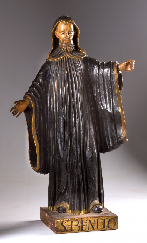 San Benito. Madera tallada y policromada.España ff S.XVIII