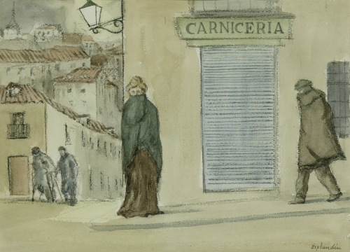 JUAN ESPLANDIÚ (Madrid, 1901-1978)“Vista de una calle de M