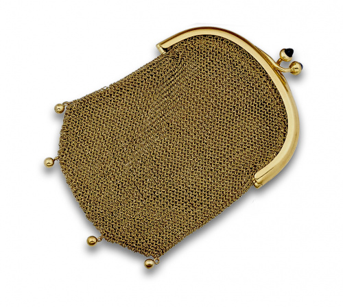 Bolsito años 30 en malla de oro de 18 K con cierres de cabu