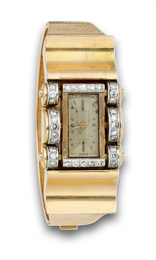 Reloj años 40 PATEK PHILLIPE con elegante pulsera chevalier
