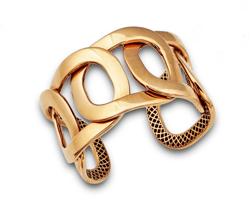 Brazalete rígido de la firma SUAREZ oro rosa de 18K con dis