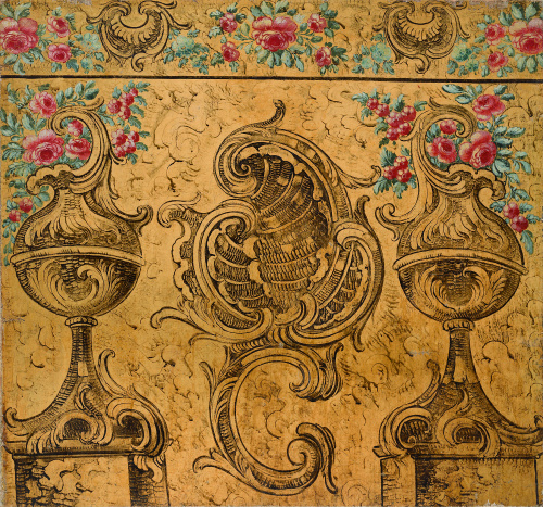 Dos paneles decorativos pintados al óleo, S. XIX