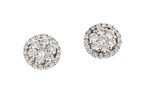 Pendientes de brillantes con rosetón central rodeado por or