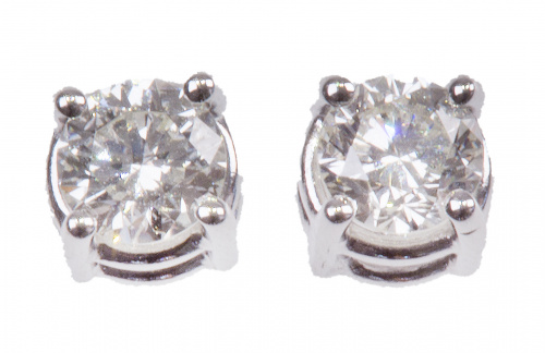 Pendientes dormilonas de brillantes en montura de cuatro ga