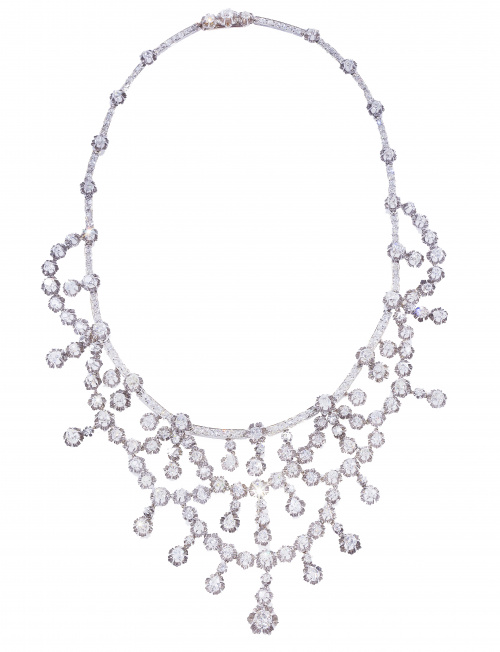 Collar de brillantes de talla antigua c.1930, con barras en