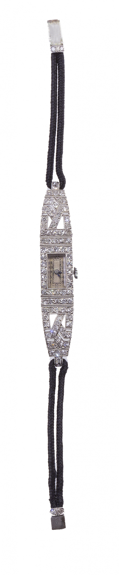 Reloj de pulsera Art-Decó de platino y brillantes