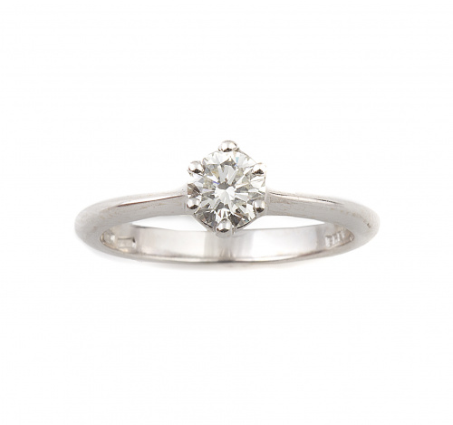 Sortija con solitario de brillante de 0,42 ct en montura de