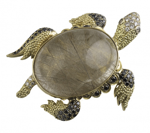 Colgante en forma de gran tortuga con caparazón de cuarzo r