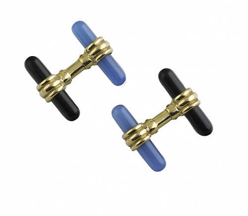 Gemelos formado por dos barras, una de ágata y otra de ónix