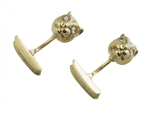 Gemelos con cabeza de pantera con ojos de brillantes talla 