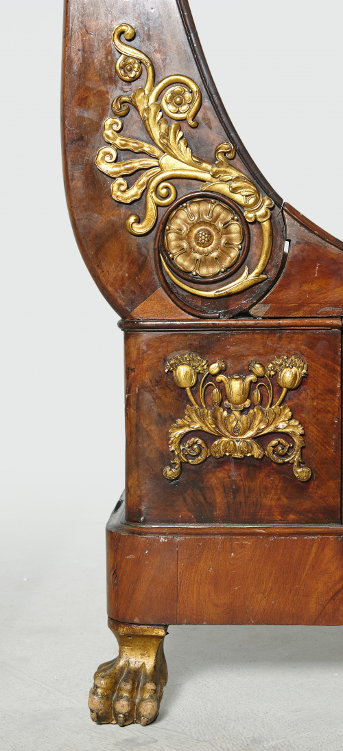 Cama de barco imperio en madera de caoba y palma de caoba c