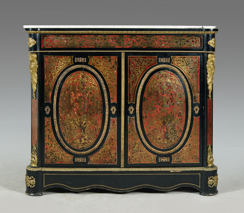 Entredós Napoleón III de madera ebonizada latón dorado, sím