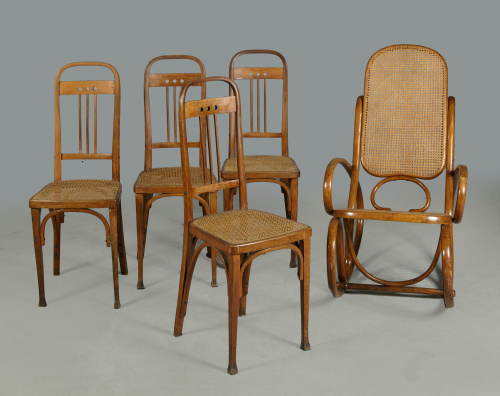 Juego de cuatro sillas de haya, Art-DecóTrabajo español pr