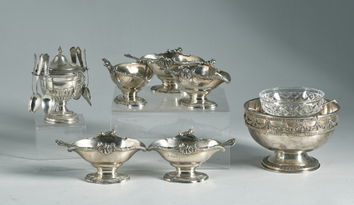 Conjunto de cinco salseras de plata, Jorge VI.Trabajo Brit