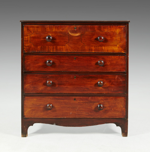 Cómoda escritorio Jorge III en madera de caoba y palma de c