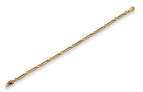 Pulsera de oro amarillo con 11 chatones de brillantes artic