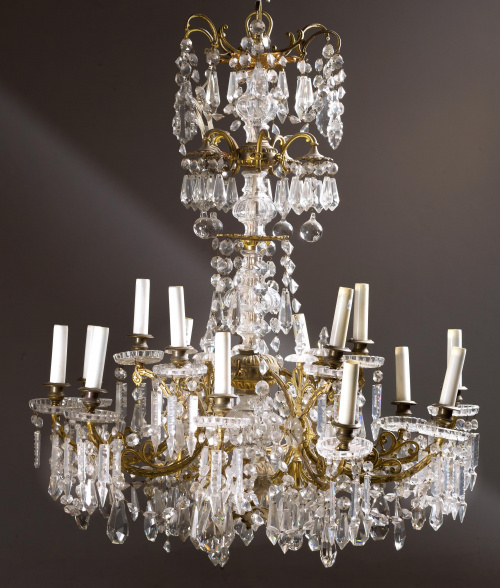 Lámpara en cristal y bronce, S. XIX