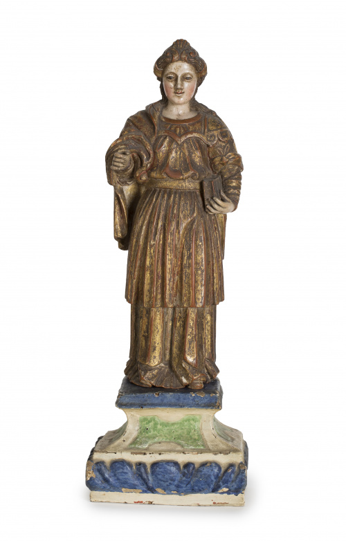 “Santa Catalina de Alejandría”Escultura en madera tallada 