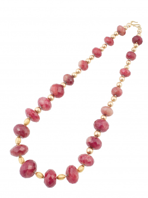 Collar con grandes cuentas en forma de disco facetado de ru