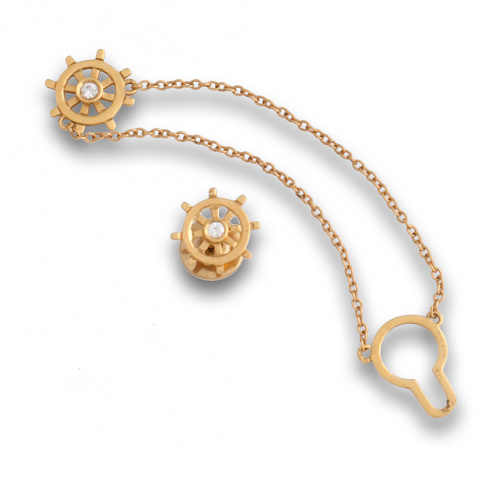 Broche pin y adorno para botón con timón de barco y btes co