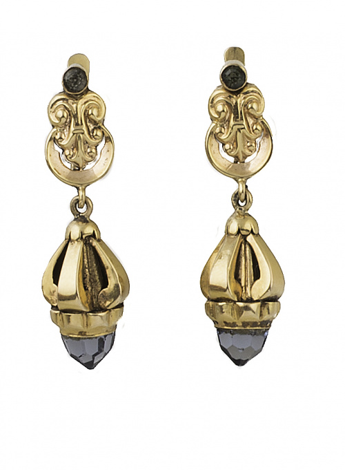 Pendientes largos portugueses de pp. S. XX con pieza colgan